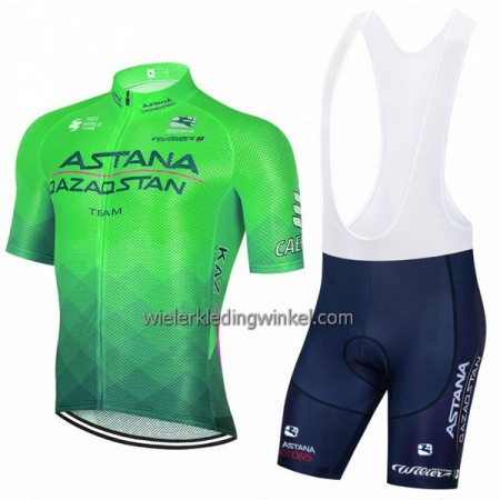 Set Fietsshirt + Korte Koersbroek 2022 Astana Qazaqstan Groente